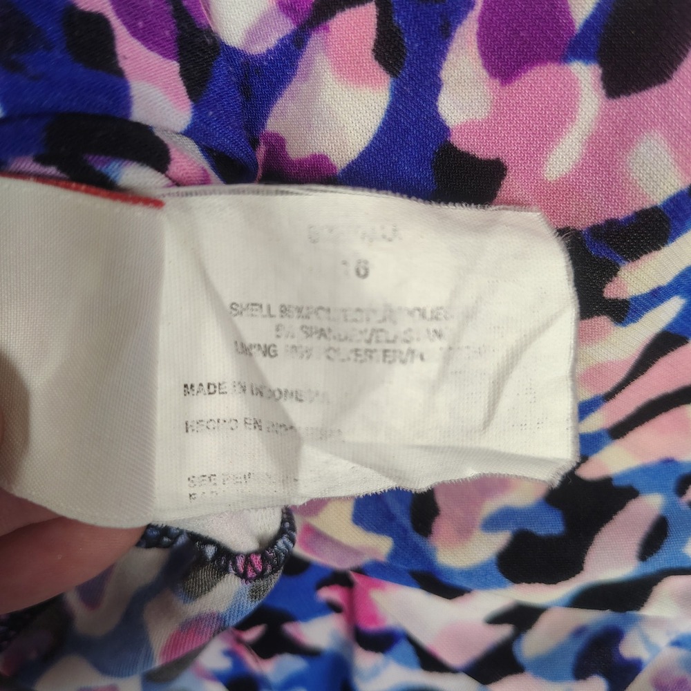 Jamaica Bay Tankini Top Women 16 Purple Pink Blue Ruffle Leopard Print Polyester - Picture 4 of 7